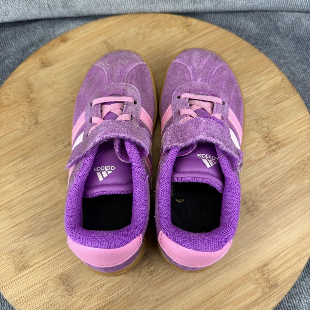 Adidas Shoes Girls Size 12 Purple Suede Sneakers Pink Accents HWK 1Y3010 - Picture 6 of 9